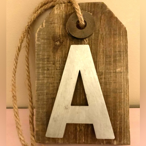 Hobby Lobby Rustic Wood Tag with Silver Letter A - Picture 2 of 6